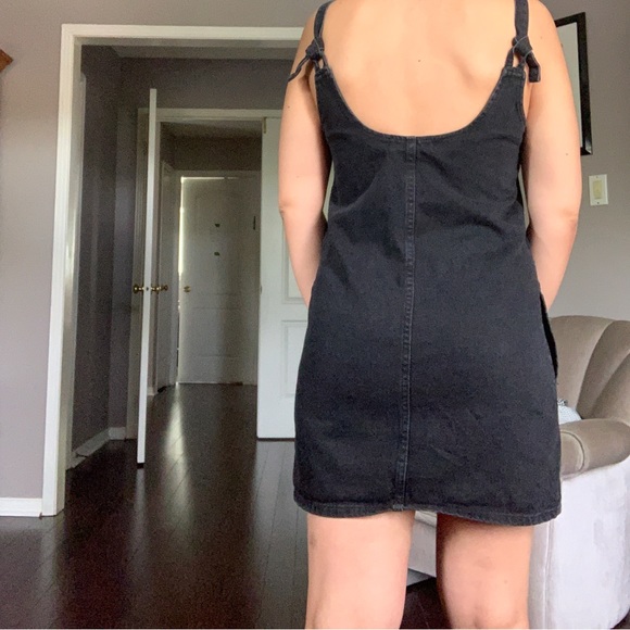 MNG by Mango Black Denim Overall Dress Size Small - Picture 2 of 10